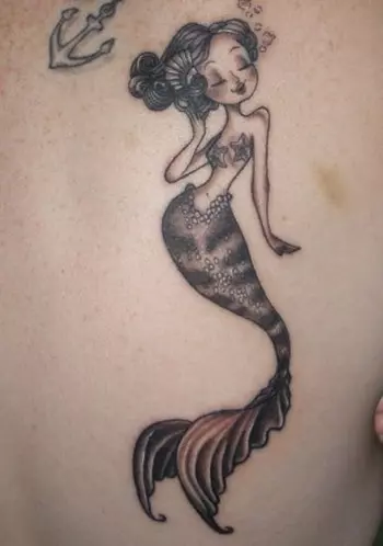 A cartoon mermaid tattoo