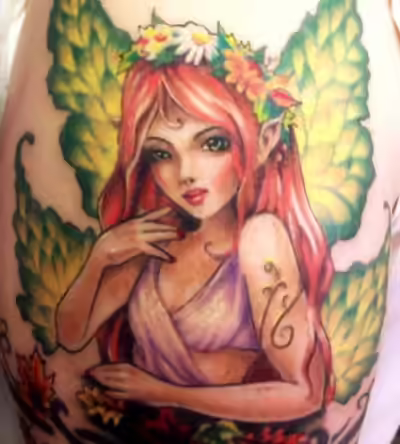 A fully coloured fairy tattoo A fully coloured fairy tattoo
