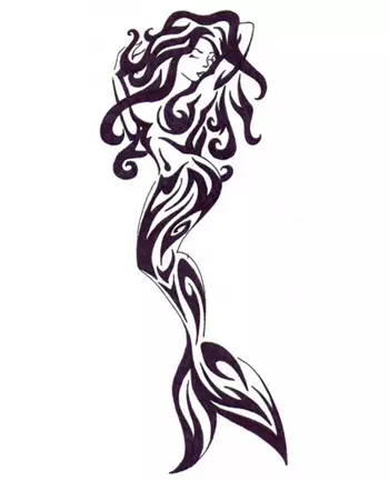 A tribal mermaid tattoo