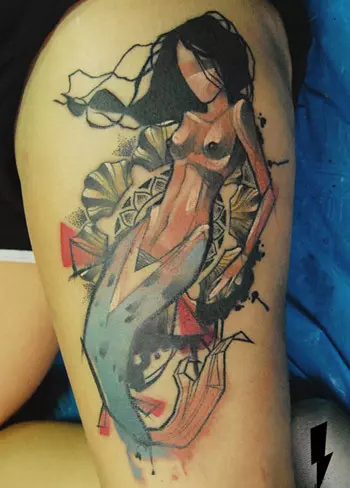 A watercolour mermaid tattoo