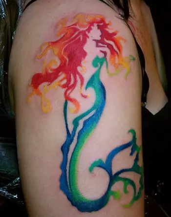 An abstract mermaid tattoo