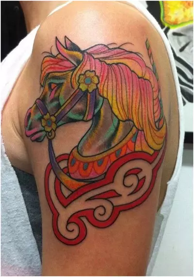 Coloured Horse Tattoo