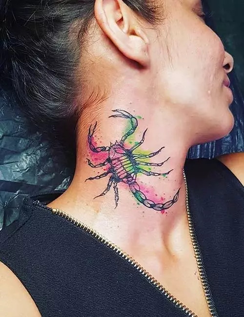 Scorpion Tattoos On The Neck