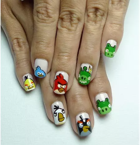 angry bird nail art