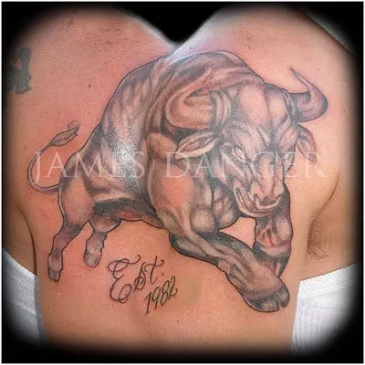 coloured bull tattoo