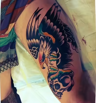 coloured eagle tattoo