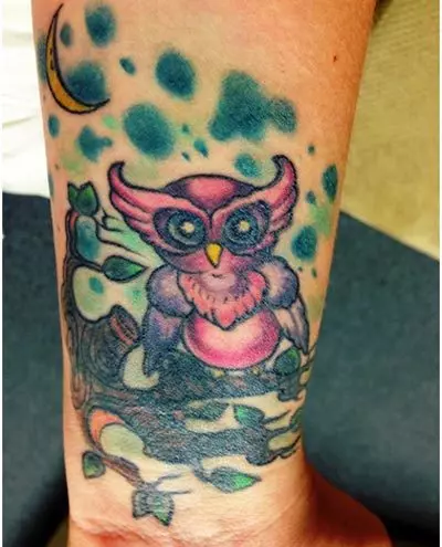 coloured owl tattoos