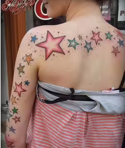 colourful star tattoos