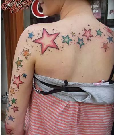 colourful star tattoos