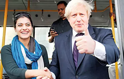 Kajol without makeup with Boris Johnson