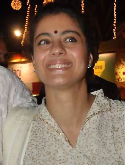 Kajol without makeup at Durga Puja