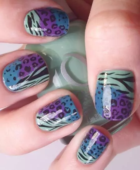 multi color cheetah print nails