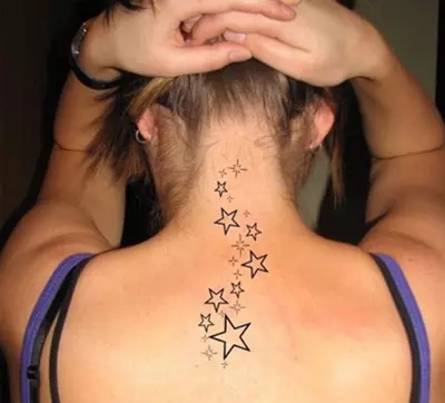 neck star tattoo