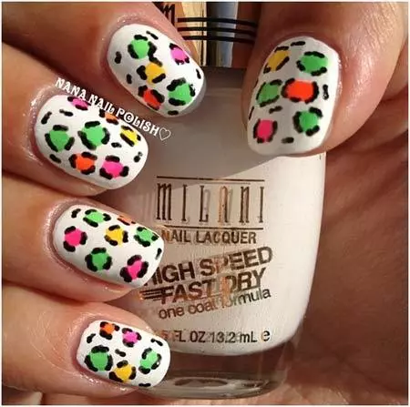 neon leopard print nails