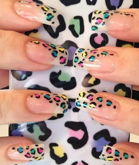 neon leopard print nails