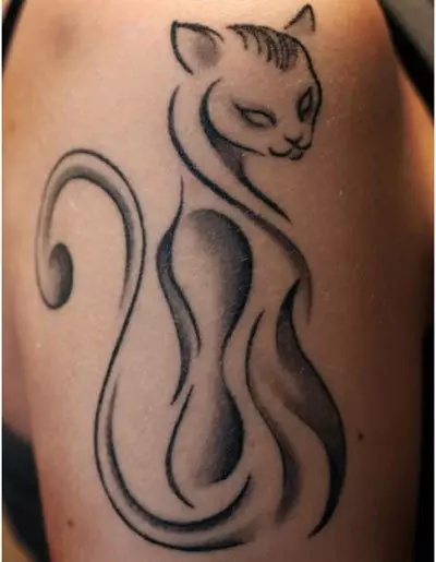 paintbrush stroke cat tattoo