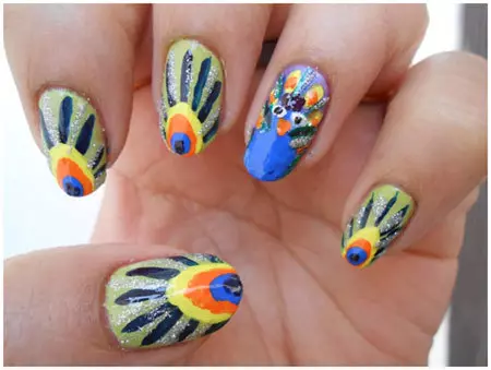 peacock nails design