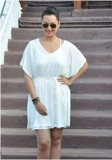 sonakshi sinha in white dress