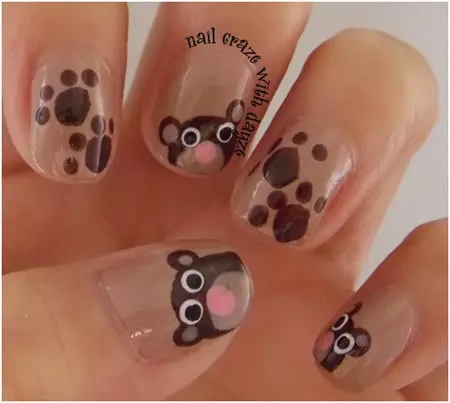 teddy bear nail art