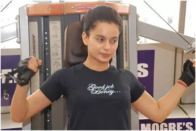 Kangana Ranaut working out without makeup