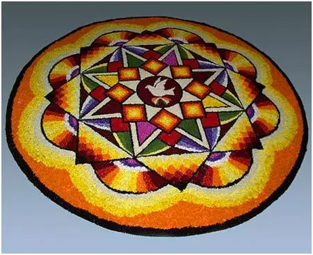 Geometric pookalam design for Onam