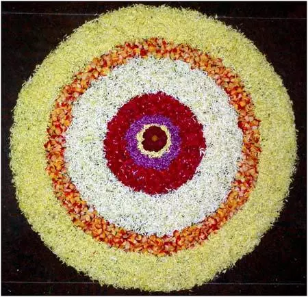 Simple pookalam design for Onam