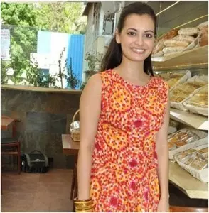 Dia Mirza without makeup at a restaurant