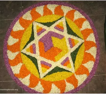 Wonderful pookalam design for Onam