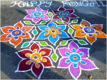 Flowers rangoli design for pongal Flowers rangoli design for pongal
