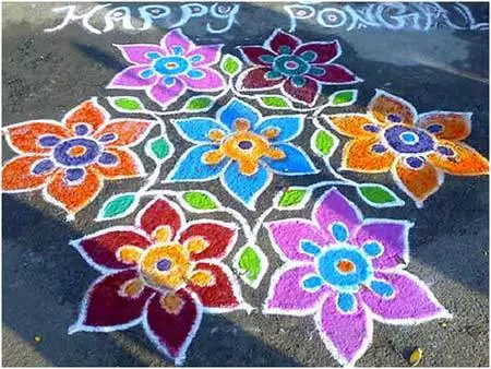 Flowers rangoli design for pongal