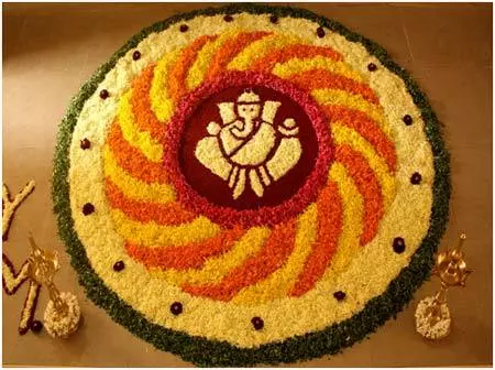 Ganesh pookalam design for Onam