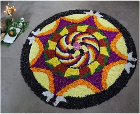 Eye-catching pookalam design for Onam