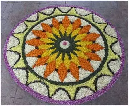 Easy pookalam design for Onam