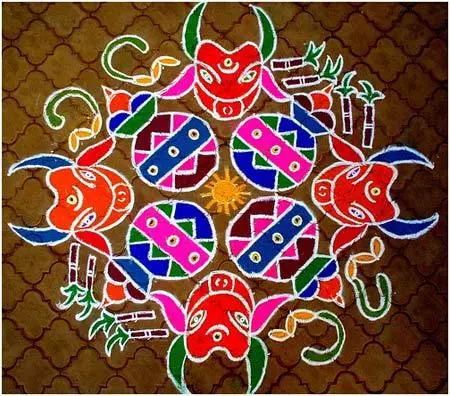 Rangoli design for sankranthi