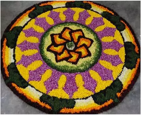 Unique pookalam design for Onam