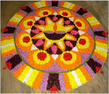 Diya pookalam design for Onam