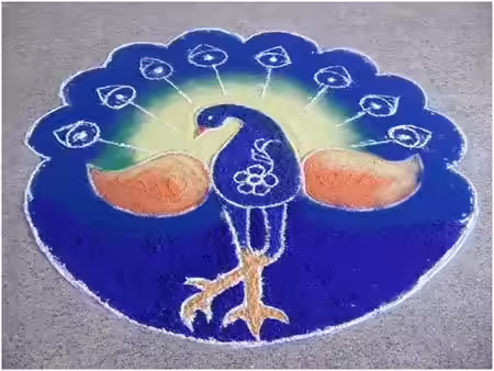 Peacock rangoli design for pongal Peacock rangoli design for pongal