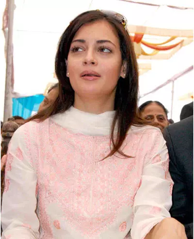 Dia Mirza without makeup at a political event