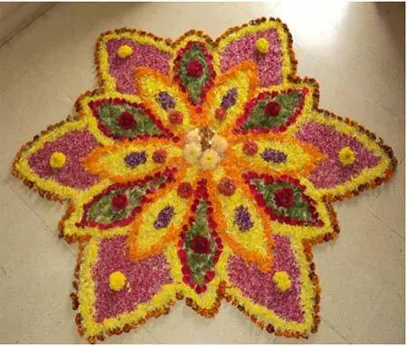 Beautiful pookalam design for Onam