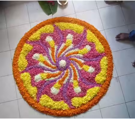 Pleasing pookalam design for Onam Pleasing pookalam design for Onam