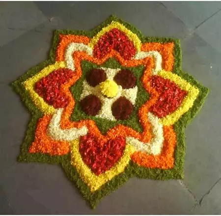 Easy pookalam design for Onam