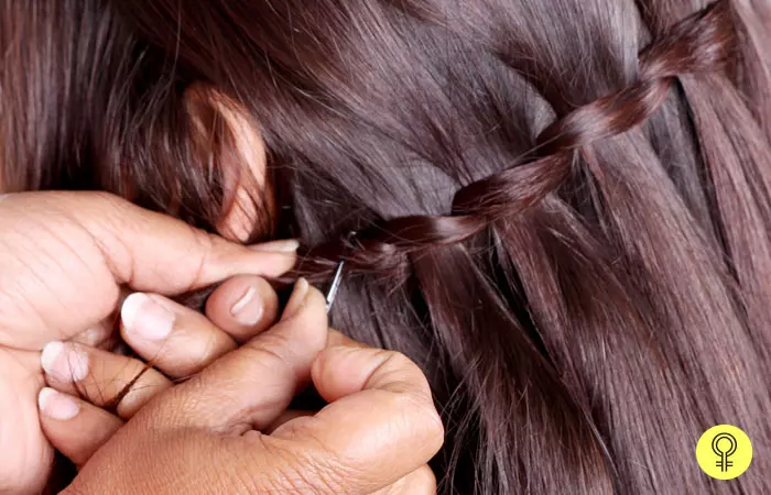 Use a Pin To Secure The Braid - Waterfall Braid