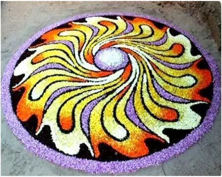 Unique pookalam design for Onam