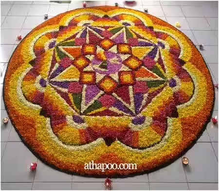Wonderful pookalam design for Onam Wonderful pookalam design for Onam