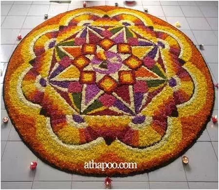 Wonderful pookalam design for Onam