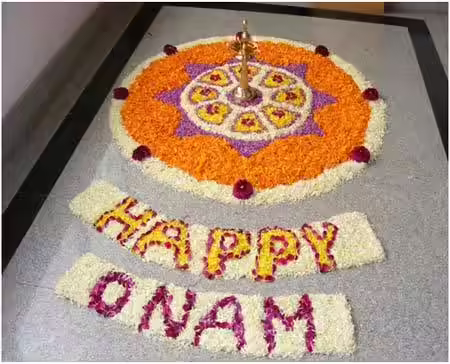 Welcome' pookalam design for Onam Welcome' pookalam design for Onam