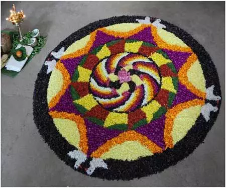 Stunning pookalam design for Onam