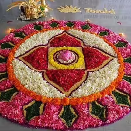 pink colored rangoli design pink colored rangoli design