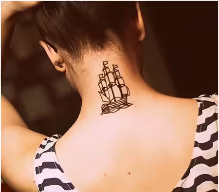 Back Neck Pirate Tattoo Back Neck Pirate Tattoo