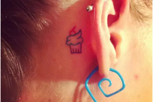 behind the ear cupcake tattoo